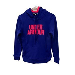 Under Armour Women's Fleece‎ Graphic Print Logo Coldgear Hoodie Blue Size XS